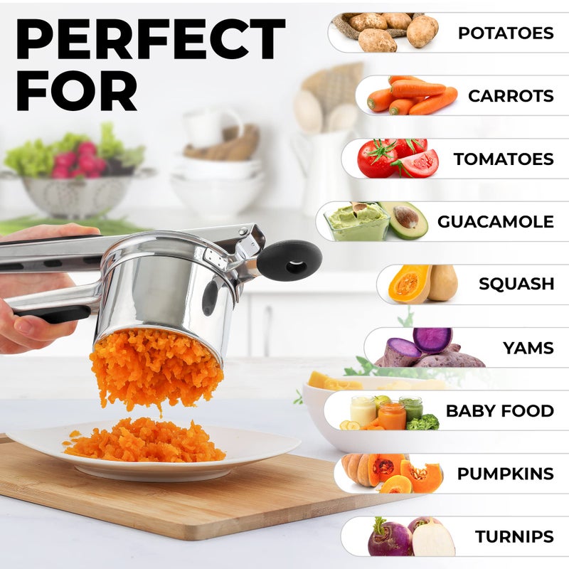 Zulay Kitchen Large 15oz Potato Ricer, Heavy Duty Stainless Steel Potato Masher and Ricer for Mashed Potatoes, Mashed Potato Masher & Potato Press Kitchen Gadget for Perfect Mashed Potatoes - Image 4