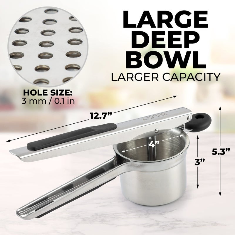 Zulay Kitchen Large 15oz Potato Ricer, Heavy Duty Stainless Steel Potato Masher and Ricer for Mashed Potatoes, Mashed Potato Masher & Potato Press Kitchen Gadget for Perfect Mashed Potatoes - Image 2
