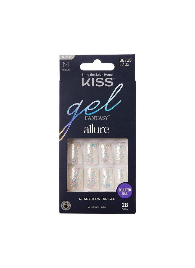 كيس - أظافر صناعية جاهزة للارتداء من KISS Gel Fantasy Allure - متوسطة، مربعة - رائعة، بجودة الصالونات، مقاومة للتلطخ، مقاومة للماء، متينة، سهلة الارتداء، مرنة، مقاومة للتشقق، رائعة ولامعة | 28 قطعة - Image 1