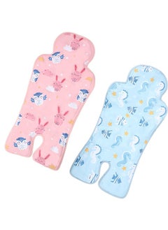 Qunclay 2 Pcs Baby Gel Car Seat Cooler Pad Breathable Ice Seat Cooler Mat Universal Car Seat Cooler Pad For Babies Multifunctional Baby Stroller Seat Liners Baby Cushion Chair (Rabbit Seahorse)  - Image 1