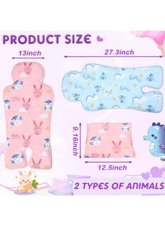Qunclay 2 Pcs Baby Gel Car Seat Cooler Pad Breathable Ice Seat Cooler Mat Universal Car Seat Cooler Pad For Babies Multifunctional Baby Stroller Seat Liners Baby Cushion Chair (Rabbit Seahorse)  - Image 2