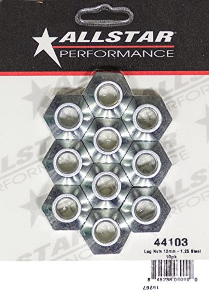 Allstar Performance Lug Nut 12 mm x 125 Thread 1 in Hex Head 45 Degree Seat Open End Steel Zinc Oxide Set of 10 - Image 2