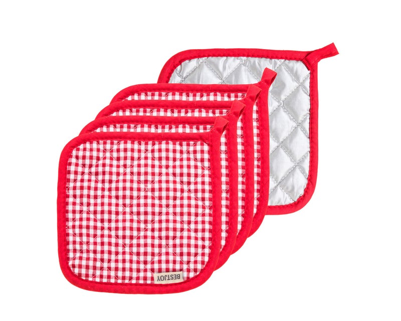 Bestjoy 5 PCS Pot Holders for Kitchen Cotton Potholers with Great Heat Resistance Hot Pads Trivets for Cooking and Baking Grey 