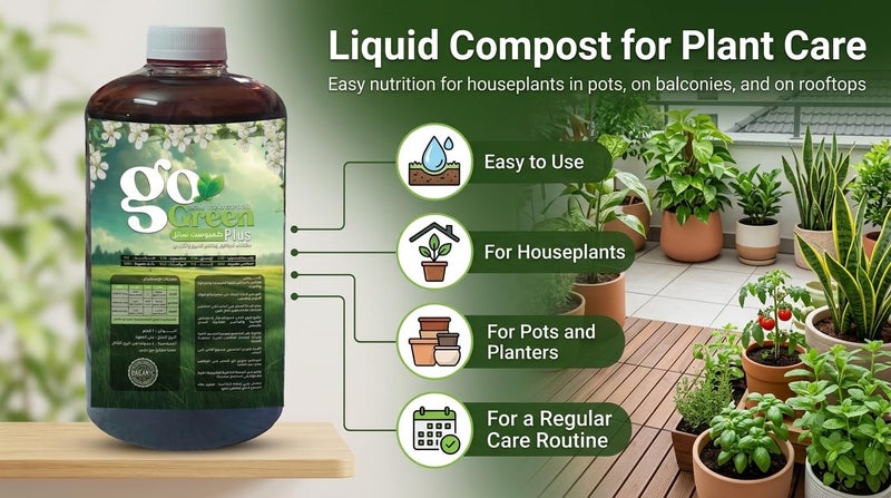 Go Green Plus Organic Liquid Compost Plant Growth Fertiliser 1 Litre - Image 2