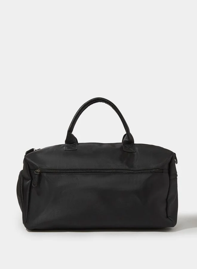 ستايلي Black Faux Leather Pocket Gym Bag
