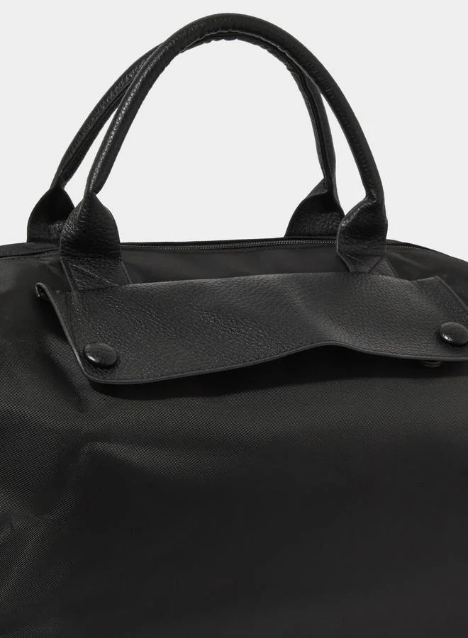 Styli  Black Faux Leather Pocket Gym Bag for Men | Best Price UAE