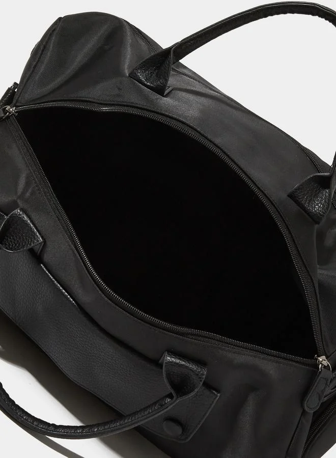 Styli  Black Faux Leather Pocket Gym Bag for Men | Best Price UAE