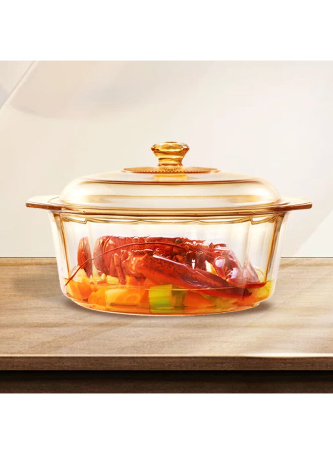 Visions Crystal Diamond Series 4.1l Amber Glass Soup Pot Stew Pot Cooking Pot High Temperature Resistant Suitable For Open Flame Kitchen Essential - Image 1