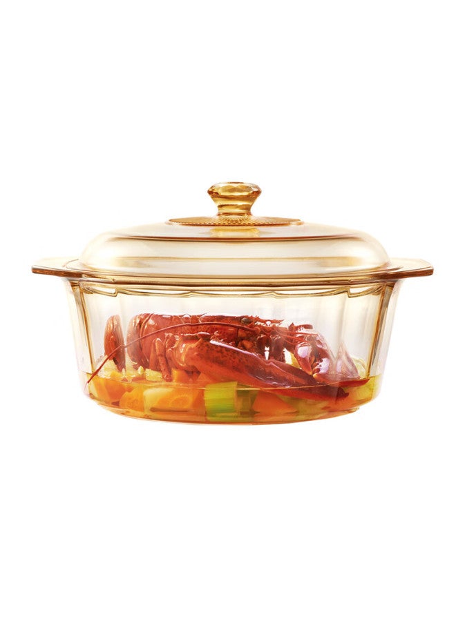 Visions Crystal Diamond Series 4.1l Amber Glass Soup Pot Stew Pot Cooking Pot High Temperature Resistant Suitable For Open Flame Kitchen Essential - Image 2