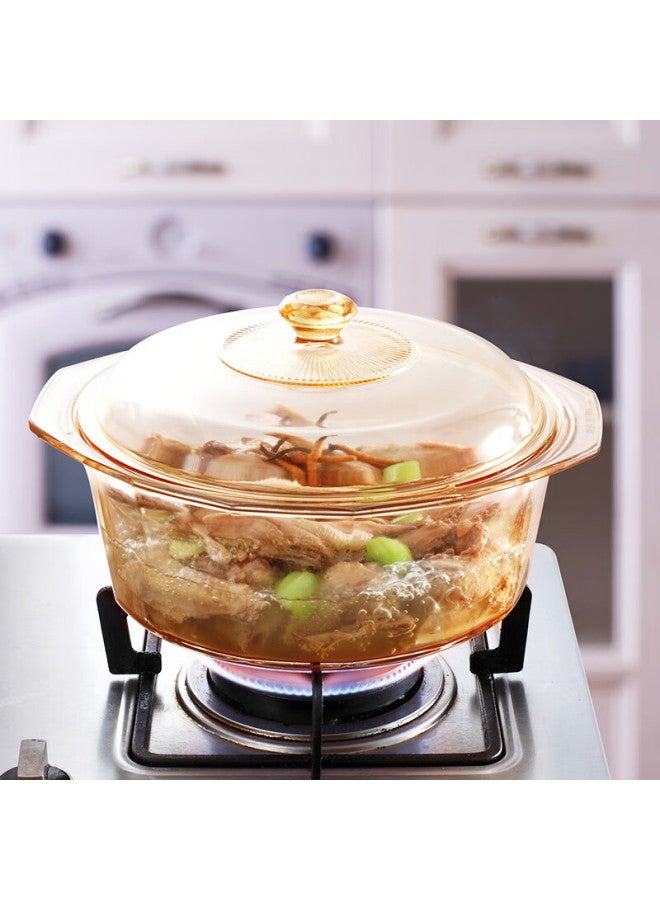 Visions Crystal Diamond Series 4.1l Amber Glass Soup Pot Stew Pot Cooking Pot High Temperature Resistant Suitable For Open Flame Kitchen Essential - Image 4