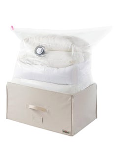 COMPACTOR Space Saving Zipper Closure Stackable Vacuum Storage Box Beige and Clear 150 L RAN7117  - Image 1