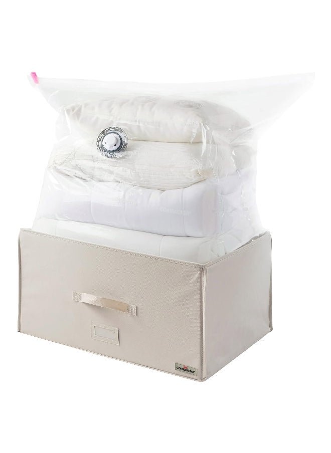 COMPACTOR Space Saving Zipper Closure Stackable Vacuum Storage Box Beige and Clear 150 L RAN7117  - Image 1