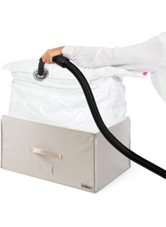 COMPACTOR Space Saving Zipper Closure Stackable Vacuum Storage Box Beige and Clear 150 L RAN7117  - Image 2