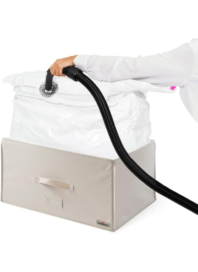 COMPACTOR Space Saving Zipper Closure Stackable Vacuum Storage Box Beige and Clear 150 L RAN7117  - Image 2