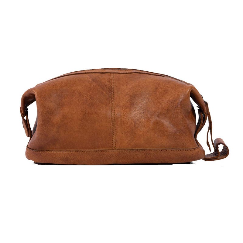 KomalC Premium Unisex Vintage Vanity Dopp Kit - Travel Toiletry Bag Shaving for Men and Women (Light Tan) - Image 4