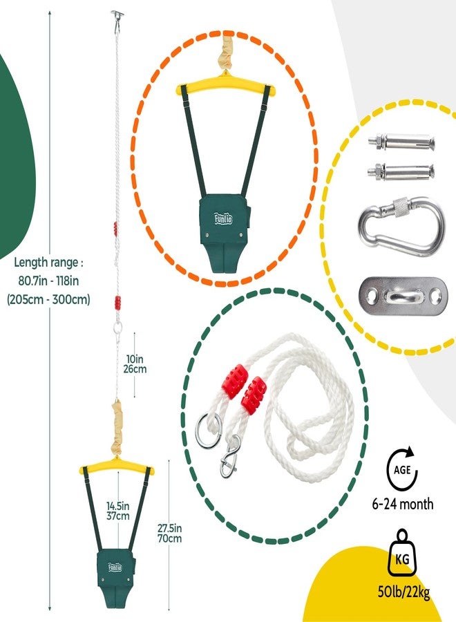 FUNLIO Baby Jumper with a Ceiling Hook for 6-24 Months, Baby Door Jumper for Indoor/Outdoor Play, Infant Jumper Doorway with Adjustable Chain, Easy to Assemble & Store (with a Ceiling Hook) - Green - Image 5