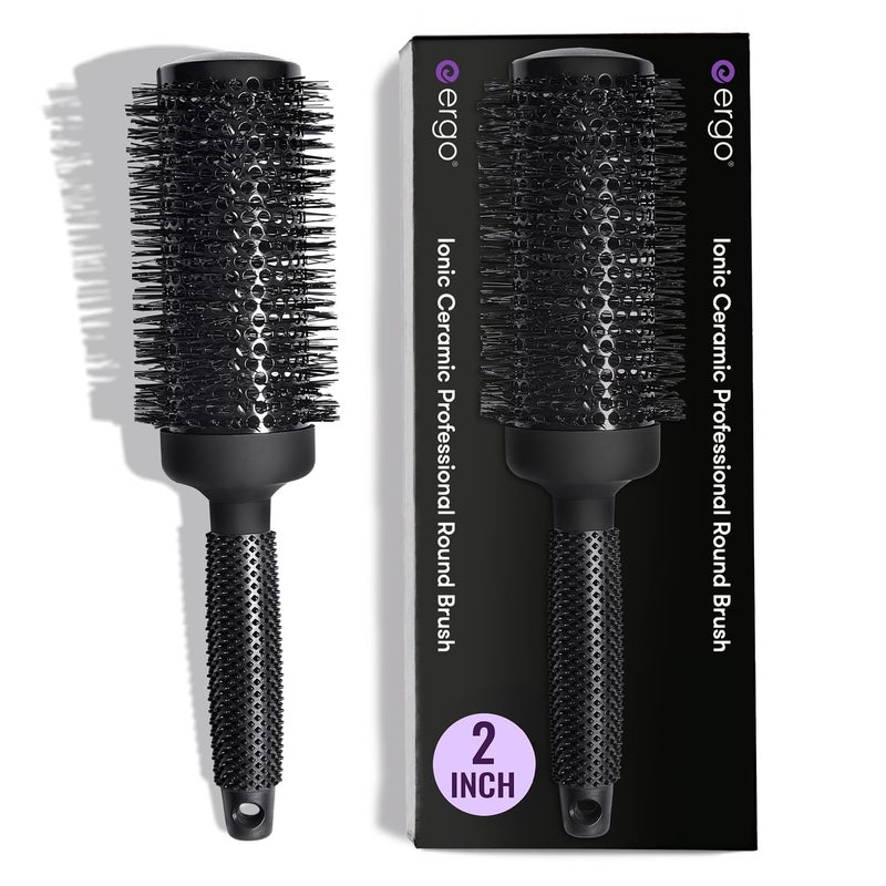 ERGO Ceramic Ionic Round Brush for Blow Out - Salon Quality Hair Brushes for Women - Roller Brush for Blow Drying, Wet and Dry Hair Styling, Volumizing Hair Care - ER53: 2" - Image 1