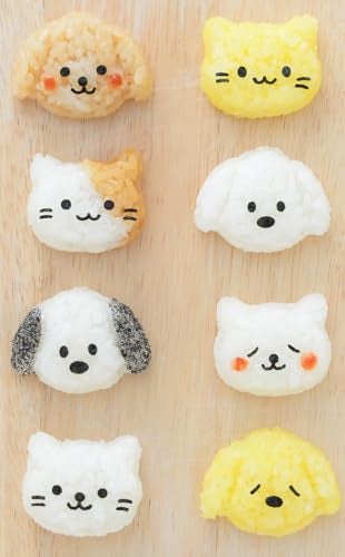 Arnest Rice Ball Dog and Cat for Kids with Seaweed Nori Cutter - Onigiri Bento Decoration Supplies Kitchen Tool DIY Mold - Japan Import - Image 2