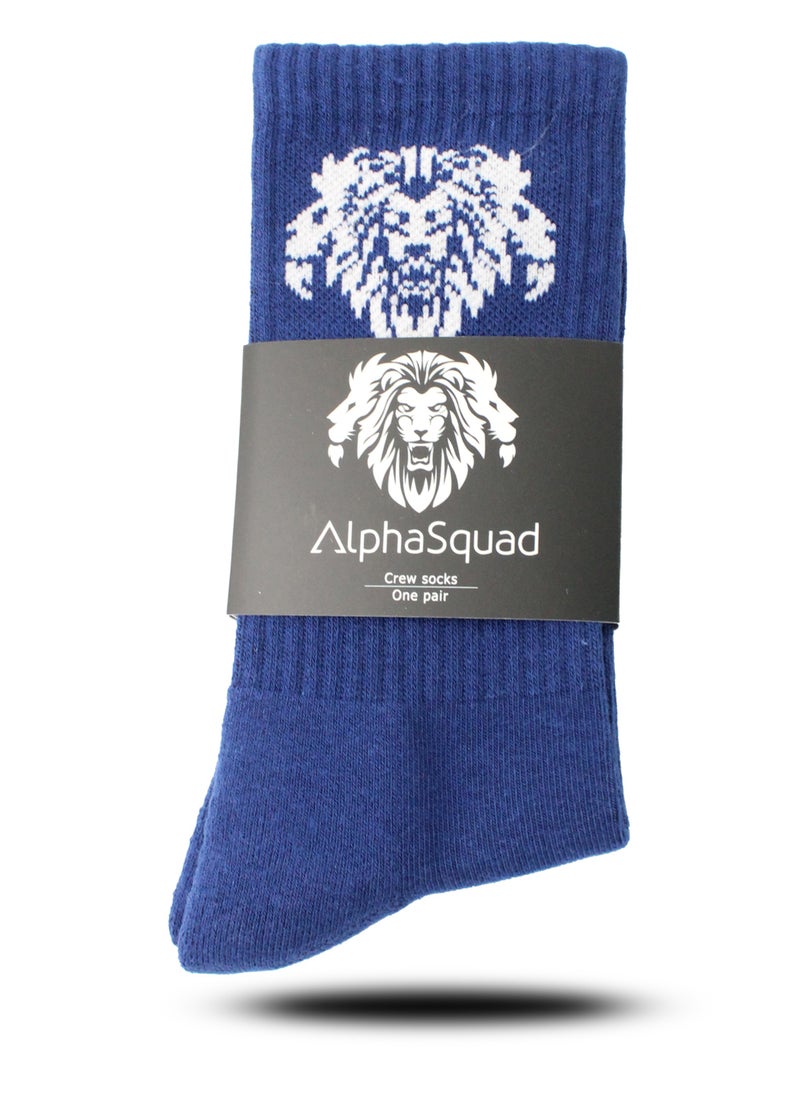 AlphaSquad AlphaSquad Unisex Athletic Solid Cotton Cushion Comfort Crew Socks, Blue Pack of 3 (Free Size)  - Image 2
