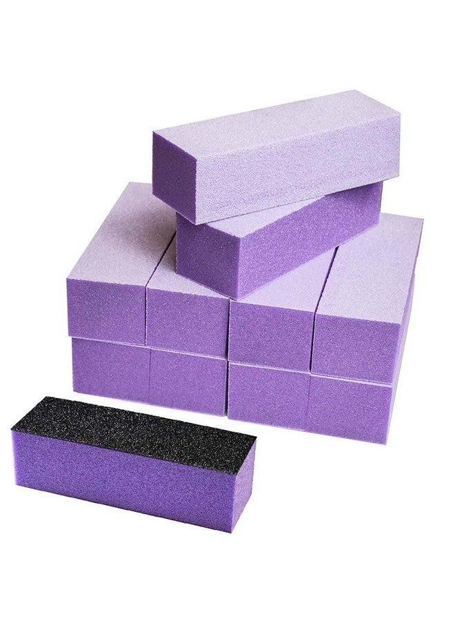 Karlash 10 Pcs Nail Buffer Sanding Block Polisher Buffing File 100/180 (Purple White) - Image 1