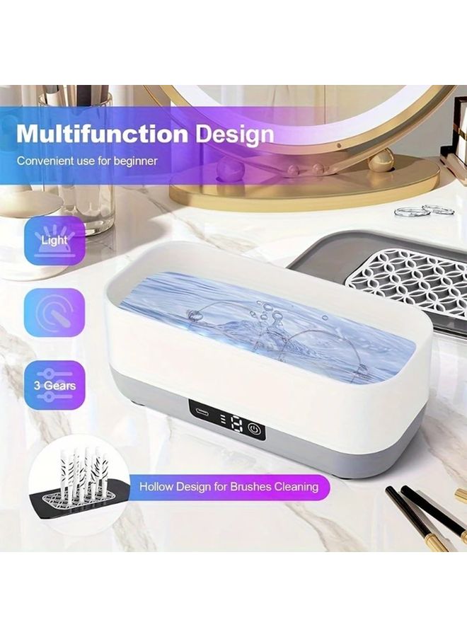White Ultrasonic Cleaner Machine USB Powered For Glasses Jewelry Watches - Image 3