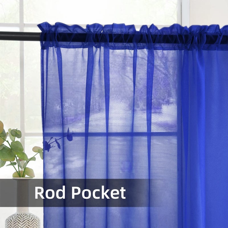 SpaceDresser Sheer Voile Window Treatment Rod Pocket Curtain Panels for Kitchen Bedroom Living Room Drapes Sunlight Filtering Privacy Semi Home Decor Assorted Colors Sizes (Sapphire, 52 W x 84 L) - Image 4