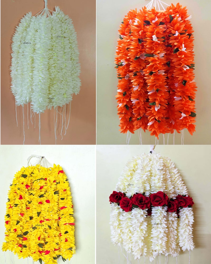 Afarza Gajra For Hair Accessories Artificial Mogra Jasmine Juda Bun Scrunchies For Women Girls Pack 4 pieces (mix colour) - Image 2