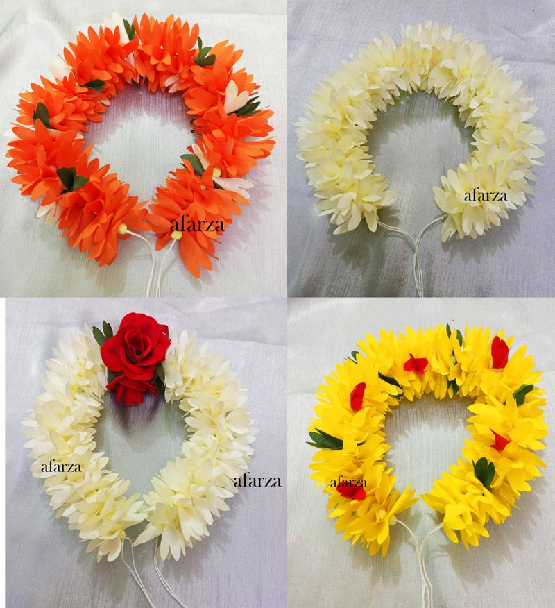 Afarza Gajra For Hair Accessories Artificial Mogra Jasmine Juda Bun Scrunchies For Women Girls Pack 4 pieces (mix colour) - Image 3