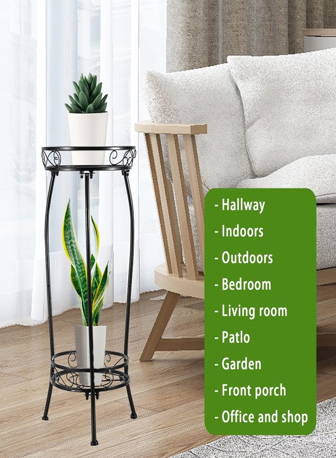 Kavlium 2-Pack Plant Stand Indoor Outdoor,Tall Black Metal Rustproof Stable Plant Stands,2 Tier 27.1 inch Multiple Plant Rack for Planter Corner Garden Living Room & Garden - Image 5