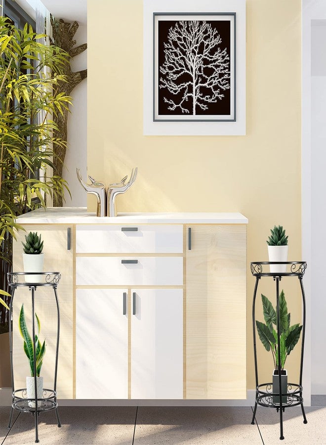 Kavlium 2-Pack Plant Stand Indoor Outdoor,Tall Black Metal Rustproof Stable Plant Stands,2 Tier 27.1 inch Multiple Plant Rack for Planter Corner Garden Living Room & Garden - Image 4