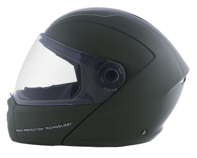 Studds Ninja Elite SUPER Flip Up Full Face Helmet (Military Green, Medium) - Image 5