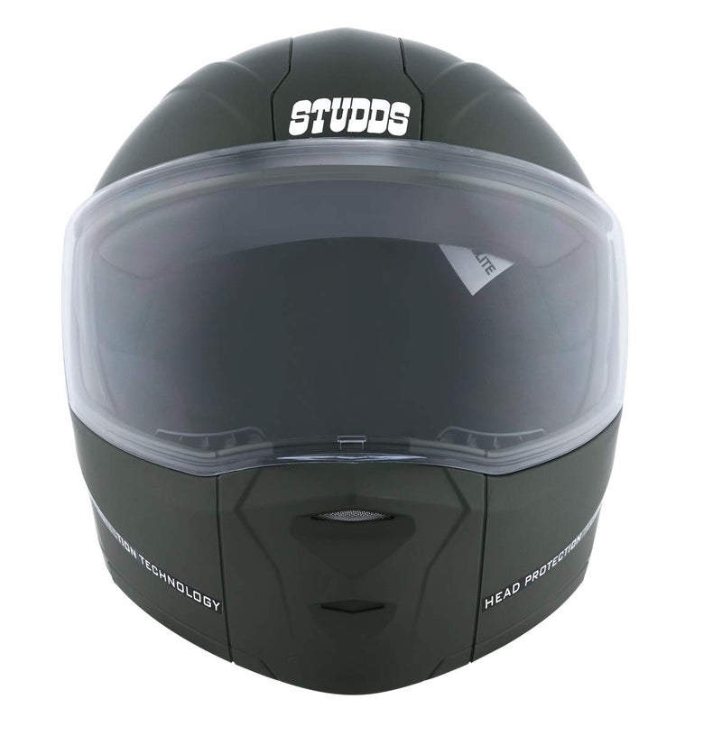 Studds Ninja Elite SUPER Flip Up Full Face Helmet (Military Green, Medium) - Image 2
