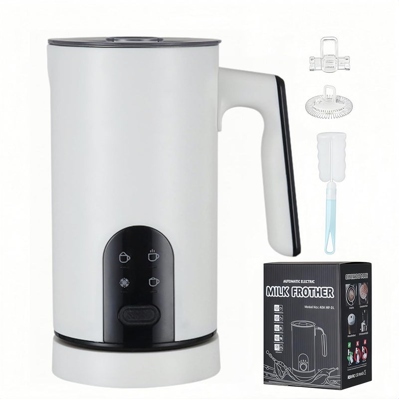 FindXeink Electric Milk Frother and Steamer, 350ml Automatic Hot and Cold Milk Frother with 4 Modes, Foam Maker for Coffee, Latte, Cappuccino (White) - Image 1