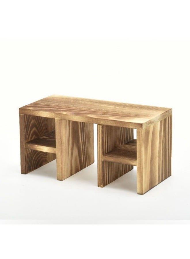 Children's Mini Kitchen Play House Toys Miniature Wooden Cabinet Table And Chair Set Simulation Small Furniture Cabinet Pot Lid-Color:Multi-compartment Cabinet