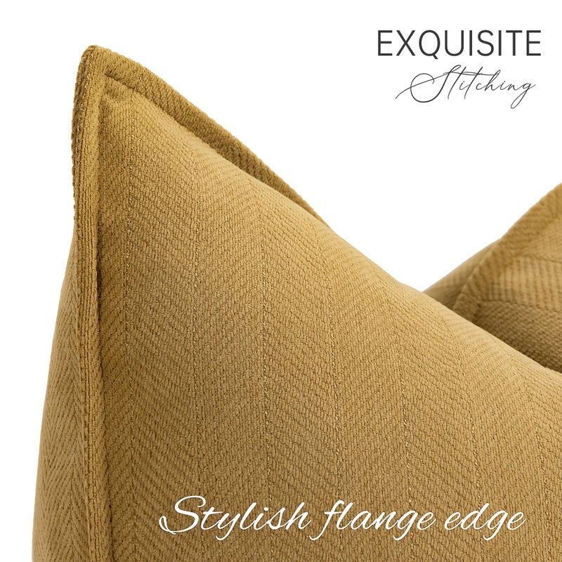 ZWJD Mustard Yellow Throw Pillow Covers 18x18 Set of 2 Chenille Pillow Covers with Elegant Design Soft and Luxurious Decorative Throw Pillows for Couch, Bed, and Home Decor - Image 2