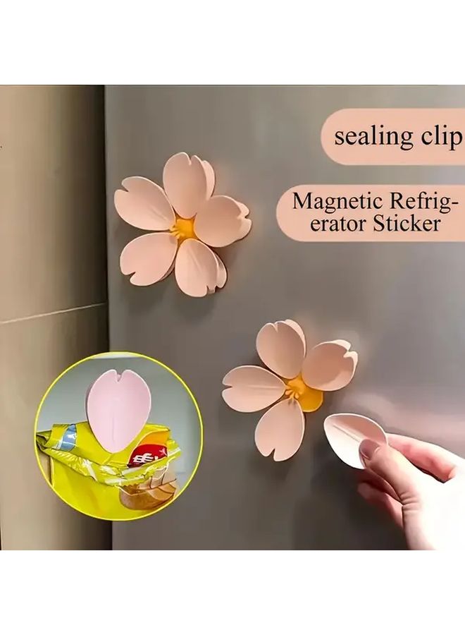 مشابك مغناطيسية لحقيبة بتصميم زهر الكرز الوردي، مغلقة طعام زخرفية لا تحتاج إلى كهرباء - Image 2