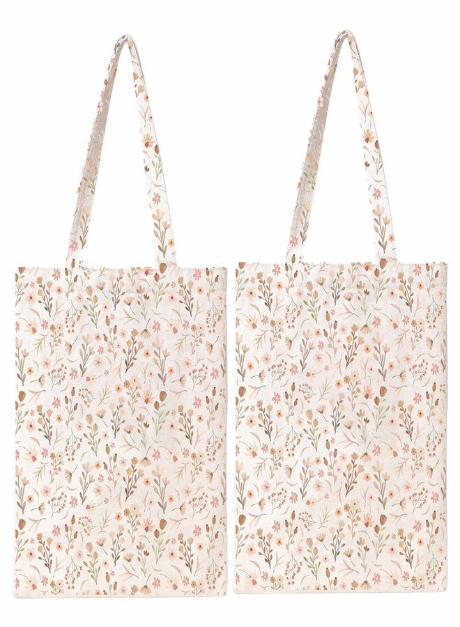 Kazova Floral Tote Bag Aesthetic Boho Wildflower Canvas Cotton Bag for Women Small Flower Grocery Shopping Tote with Shoulder Straps for Beach Work Travel - Image 1