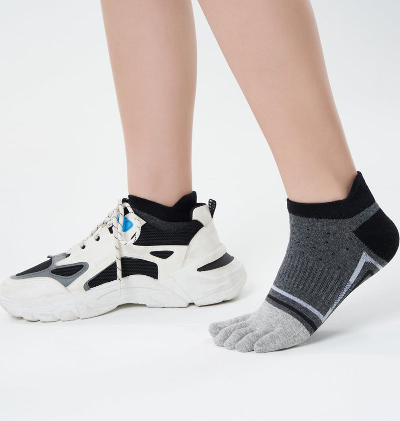 Fasot Men Toe Socks Cotton Low Cut No Show Athletic Running 5 Finger Wicking 6 Pack - Image 3