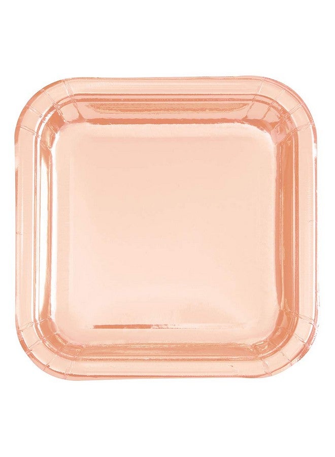 Unique Rose Gold Foil Dinner Plates 9" (8 Pack) Stunning Square Plates With Premium Foil Board Material Perfect For Celebrations & Events