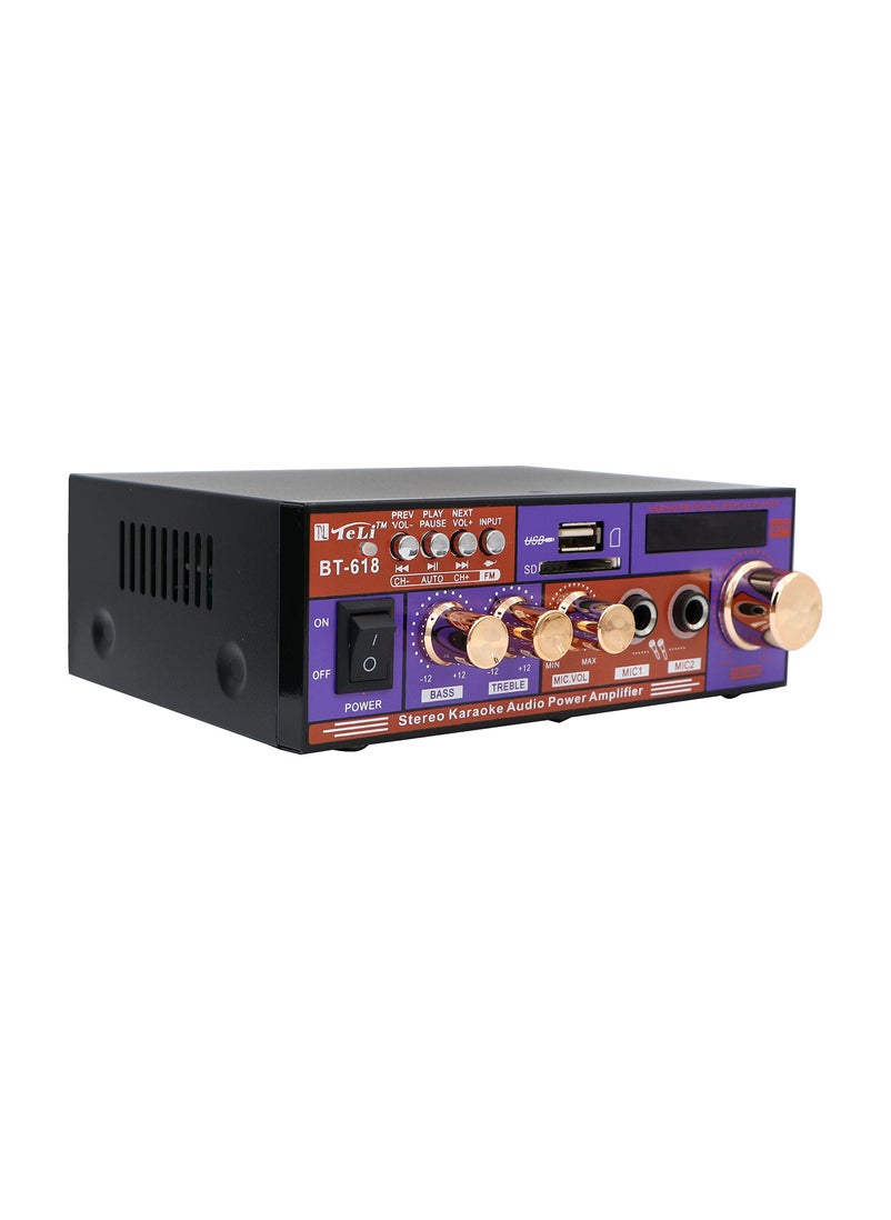 Teli Stereo Karaoke Audio Power Amplifier, Purple/Black