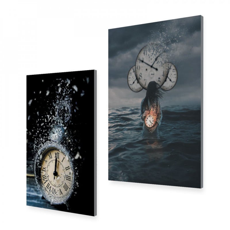 Marktna Modern double canvas print with clock pattern - Image 2
