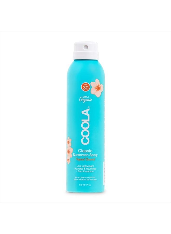 COOLA Organic Sunscreen SPF 30 Sunblock Spray, Dermatologist Tested Skin Care for Daily Protection, Vegan and Gluten Free, Tropical Coconut, 6 Fl Oz - Image 1