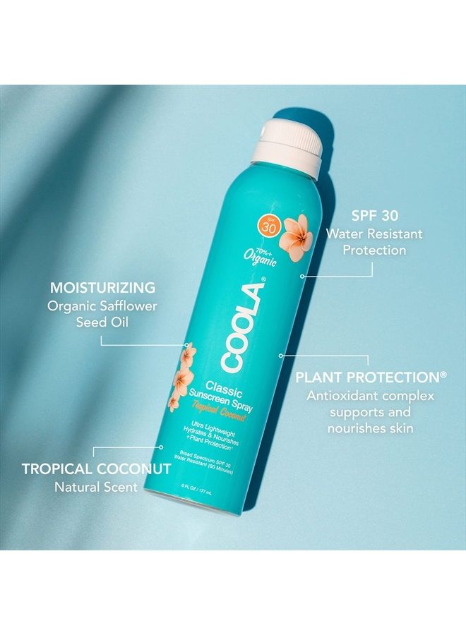 COOLA Organic Sunscreen SPF 30 Sunblock Spray, Dermatologist Tested Skin Care for Daily Protection, Vegan and Gluten Free, Tropical Coconut, 6 Fl Oz - Image 2