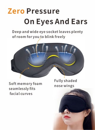Sleep Mask, 3D Eye Mask for Sleeping, Women Men Side Sleeper, No Eye Pressure 100% Blocking Light Sleeping Mask with Adjustable Strap Blindfold Yoga, Traveling, Nap, Black - view 3