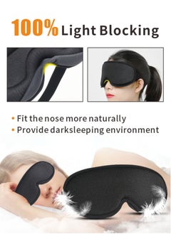 HieerBus Sleep Mask, 3D Eye Mask for Sleeping, Women Men Side Sleeper, No Eye Pressure 100% Blocking Light Sleeping Mask with Adjustable Strap Blindfold Yoga, Traveling, Nap, Black  - Image 2