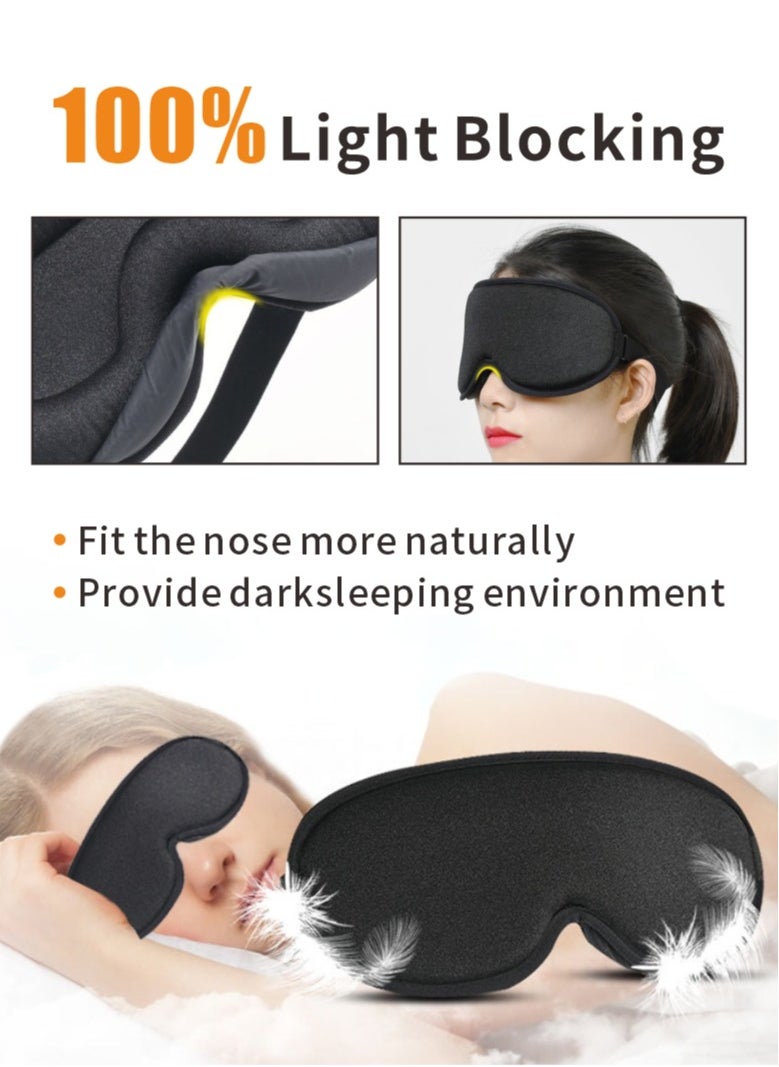 HieerBus Sleep Mask, 3D Eye Mask for Sleeping, Women Men Side Sleeper, No Eye Pressure 100% Blocking Light Sleeping Mask with Adjustable Strap Blindfold Yoga, Traveling, Nap, Black  - Image 2