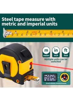 HongSheng 2 in 1 Laser Tape Measure, Digital Laser Distance Meters with LCD Display, 60M/196FT Laser Rangefinder with Type C Charging, 5M/16FT Steel Tape Measure,Laser Measure Measuring Area/Volume/Distance  - Image 2