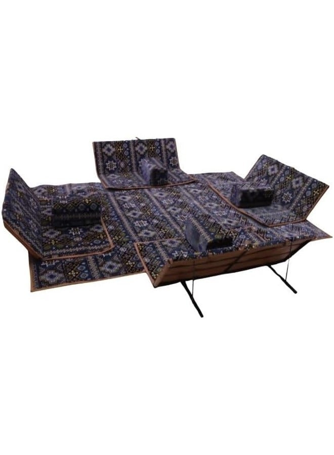 A heritage floor seating set consisting of 9 pieces, suitable for travel, land trips, and the garden. A ground camping mattress set with four perches and 4 chairs, 120 cm in size, and a high-quality cloth rug, 2*2 meters in size, sufficient for 8 people. - Image 2