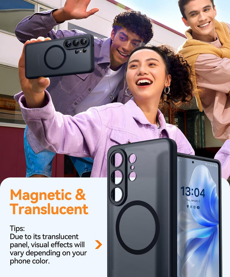كانشن CANSHN Magnetic for Samsung Galaxy S26 Ultra Case(6.9 Inch), Upgraded [Full Camera Protection] [Compatible with Magsafe] [Translucent Matte] Shockproof Protective Phone Cover, Black - Image 4