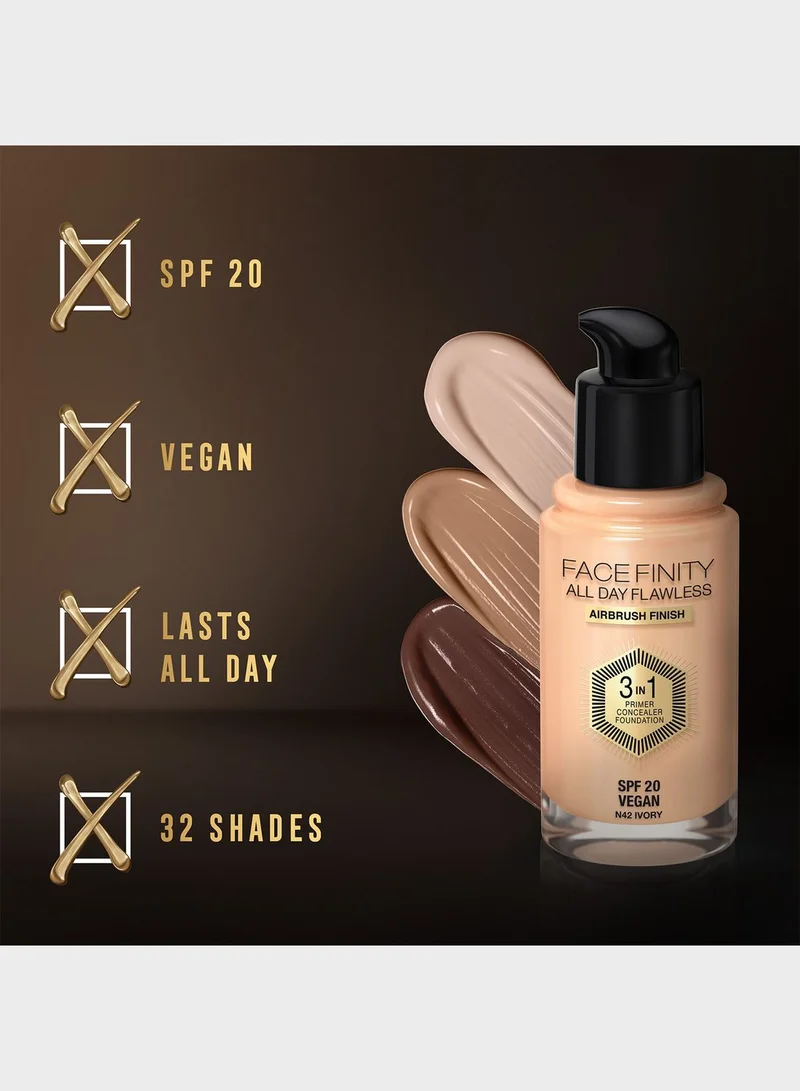 Max Factor Max Factor Facefinity All Day Flawless 3 in 1 Foundation – W76 – Warm Golden, 30ml